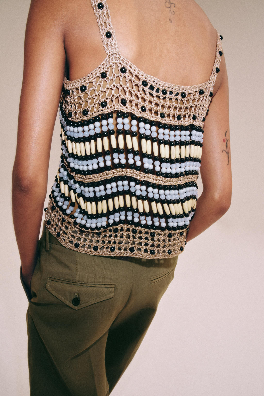 TOP PUNTO ABALORIOS / Beige