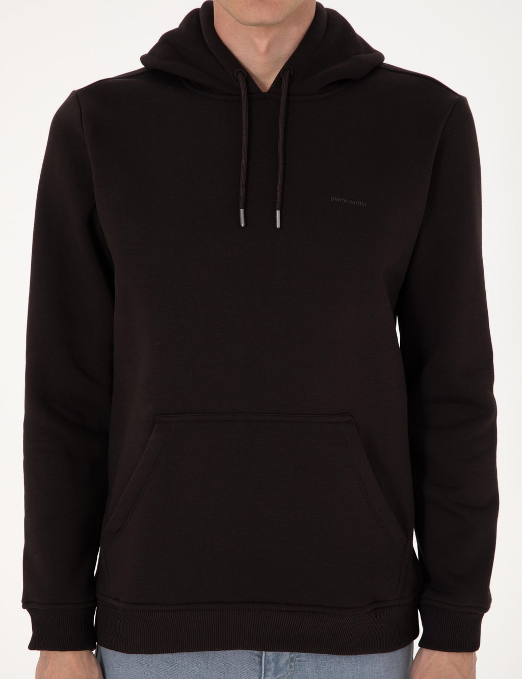 Koyu Kahverengi 2 _plik Regular Fit __i Polarl_ Kap__onlu Basic Sweatshirt