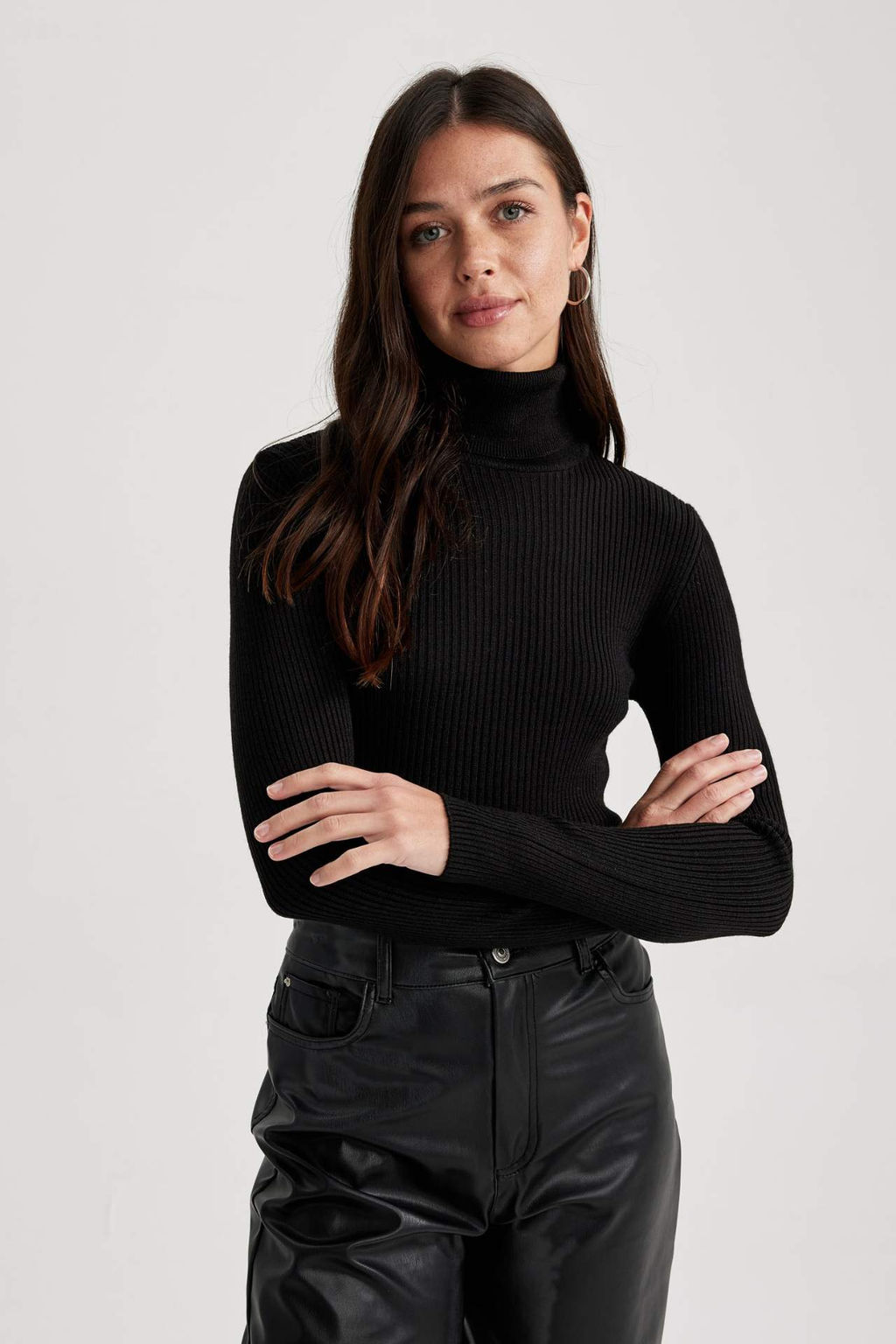 Slim Fit Dar Kesim Bal?kc? Yaka Triko Kazak - Defacto фото 2