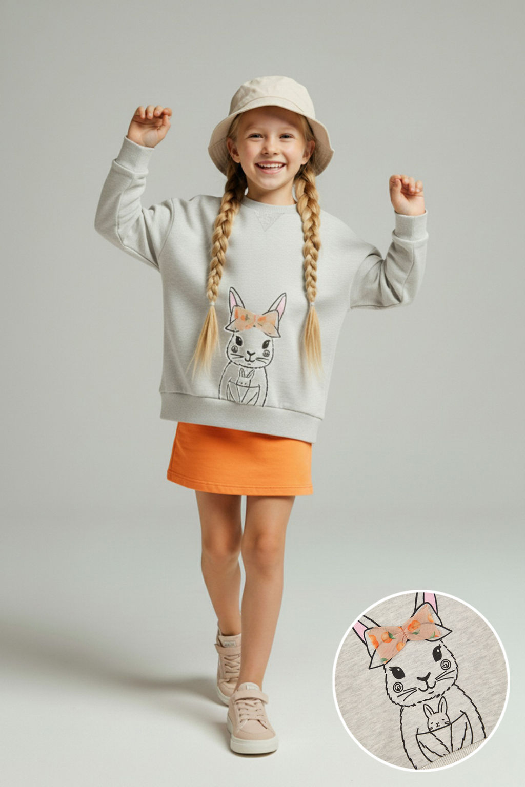 Kar Melanj K?z Cocuk Animal Bask?l? Bisiklet Yaka Regular Orme Sweatshirt TKDAW26SW00050 - Trendyolmilla фото 4