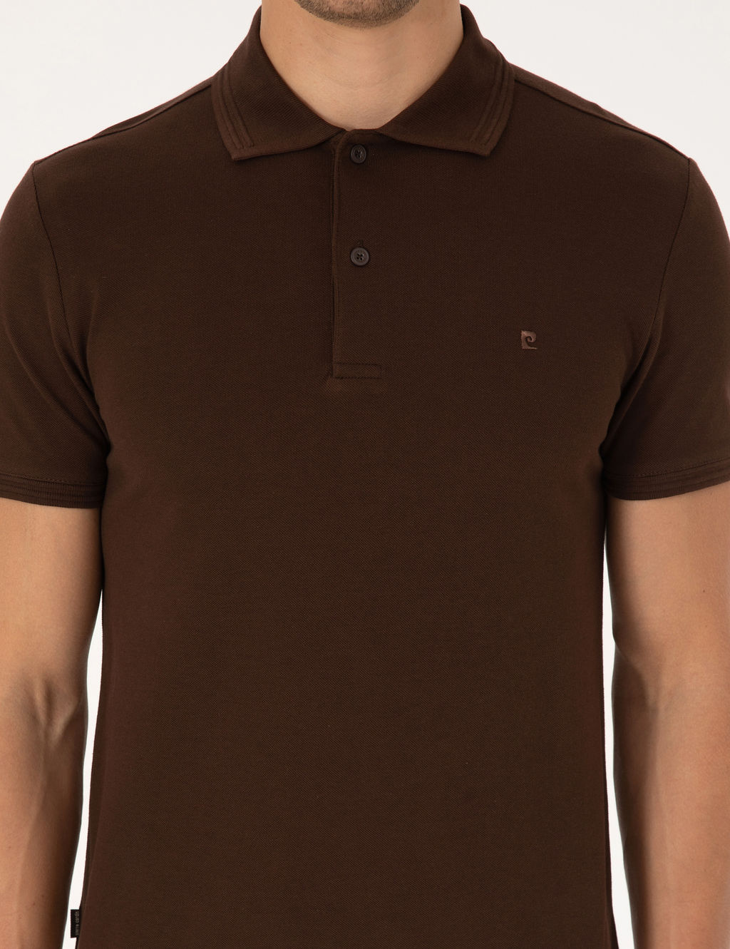 Koyu Kahverengi Slim Fit %100 Pamuk K_vr_lmaz D__meli Polo Yaka Basic Ti__rt