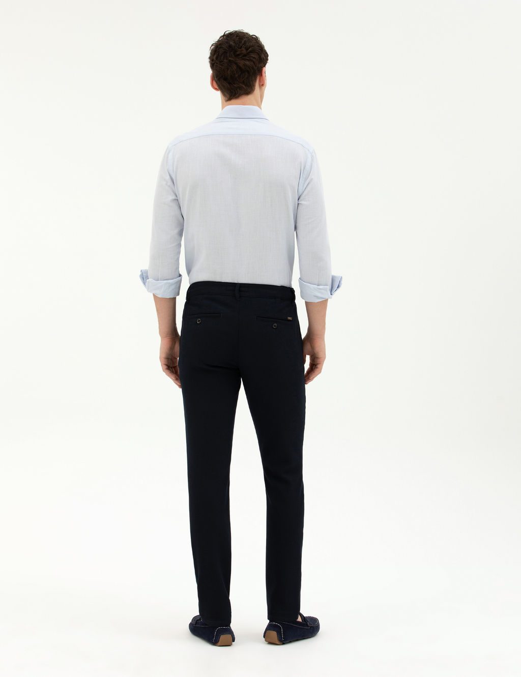 Lacivert Slim Fit Jogger Kanvas Pantolon