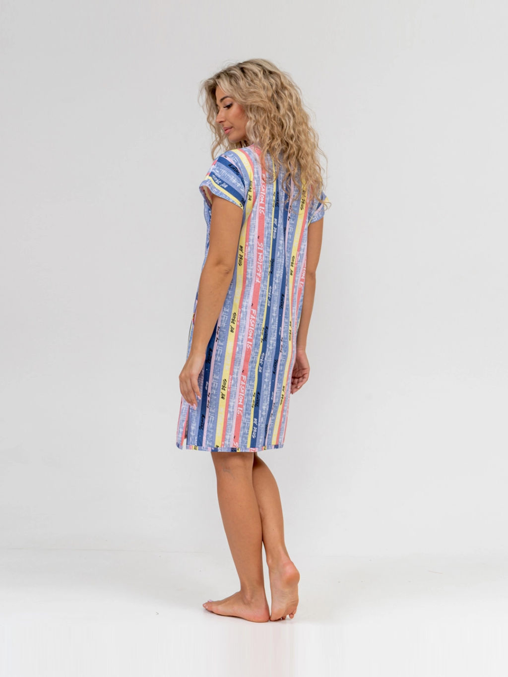 Халат женский, цвет голубой желтый