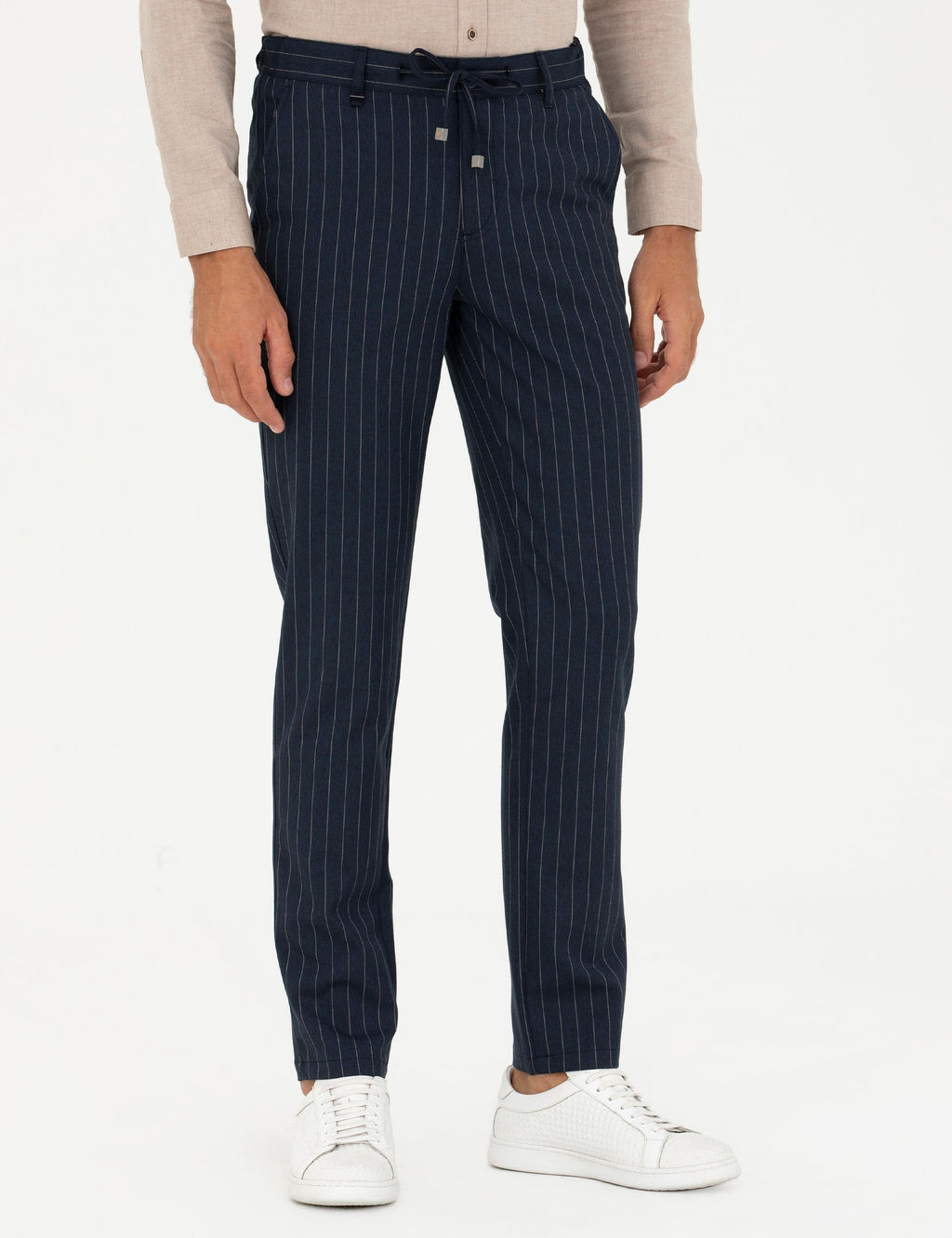 Темно-синие брюки узкого кроя из плотной ткани - Cacharel фото 2