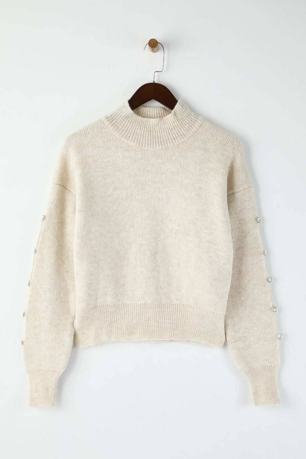 Ekru Yumusak Dokulu Dugme Detayl? Triko Kazak TWOAW24KZ00384 - Trendyolmilla фото 14