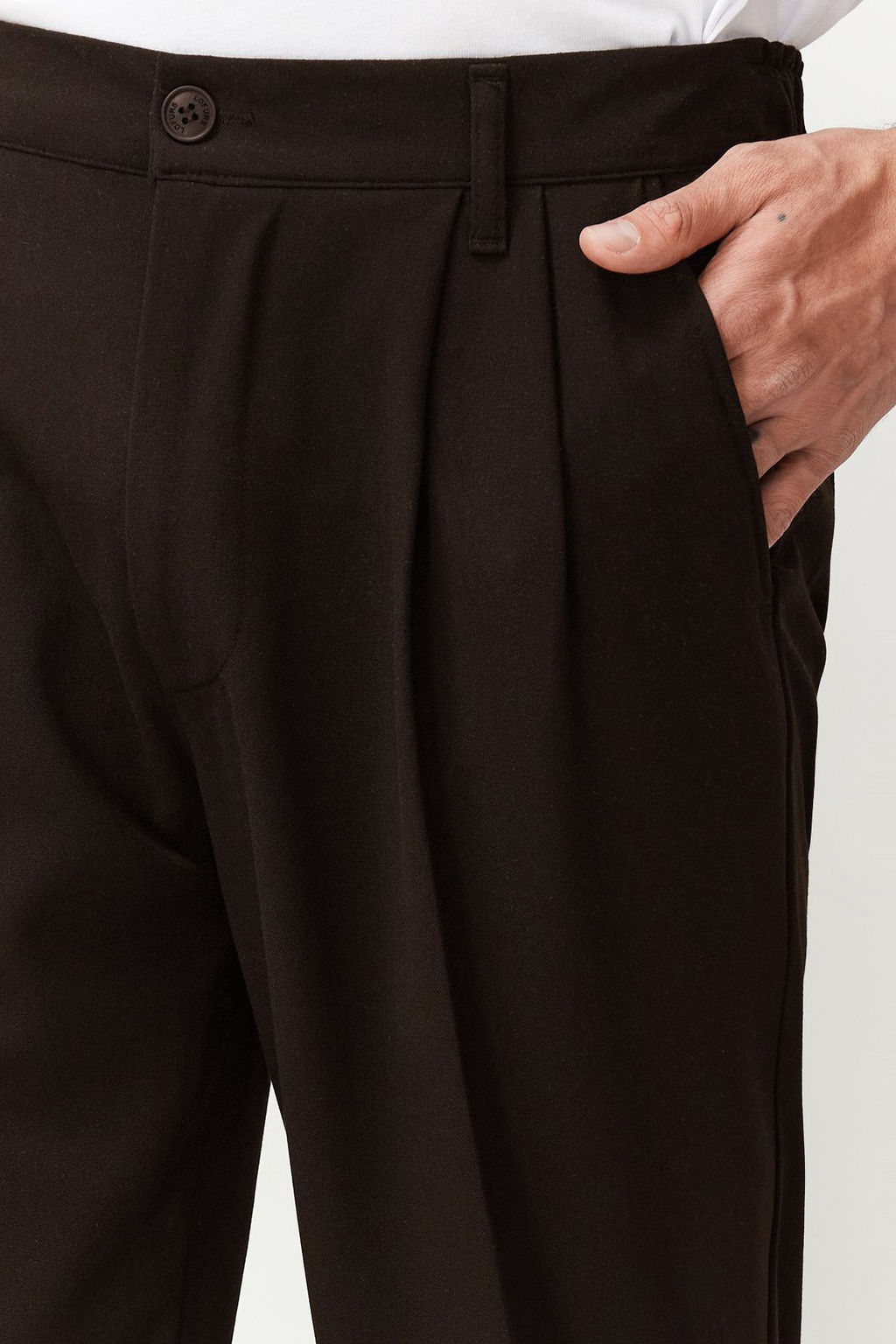 Kahverengi Pileli Klasik Baggy Fit Kumas Pantolon TMNSS24PL00024