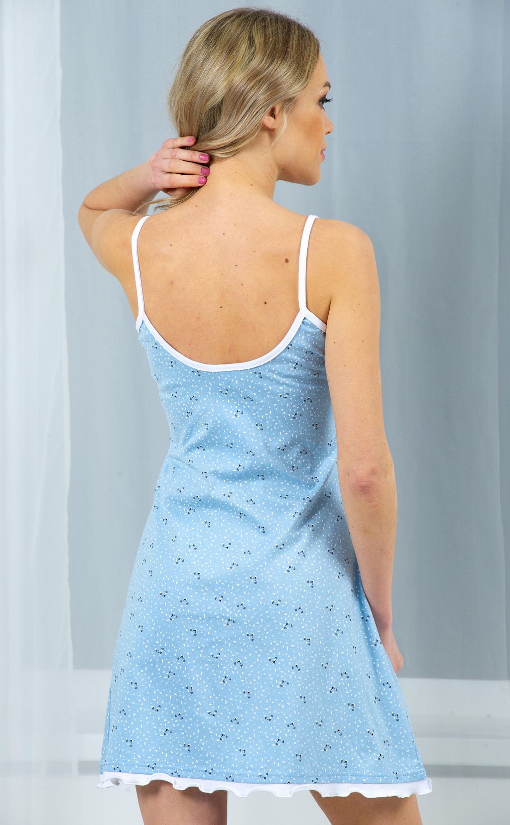 Ночная сорочка Цветы голубые на кофейном - Нежка фото 156