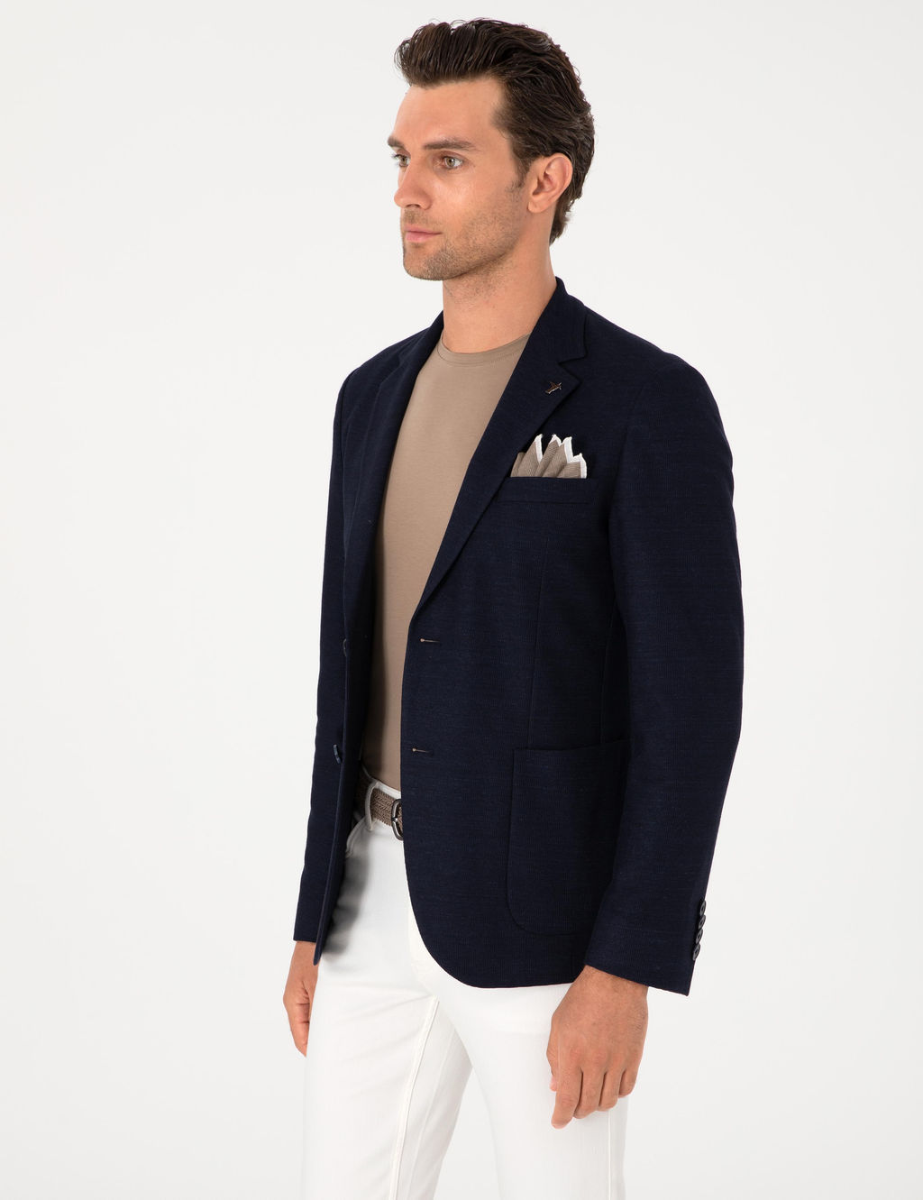 Lacivert Slim Fit Y_n Keten Kar___ml_ Ceket - Cacharel фото 3