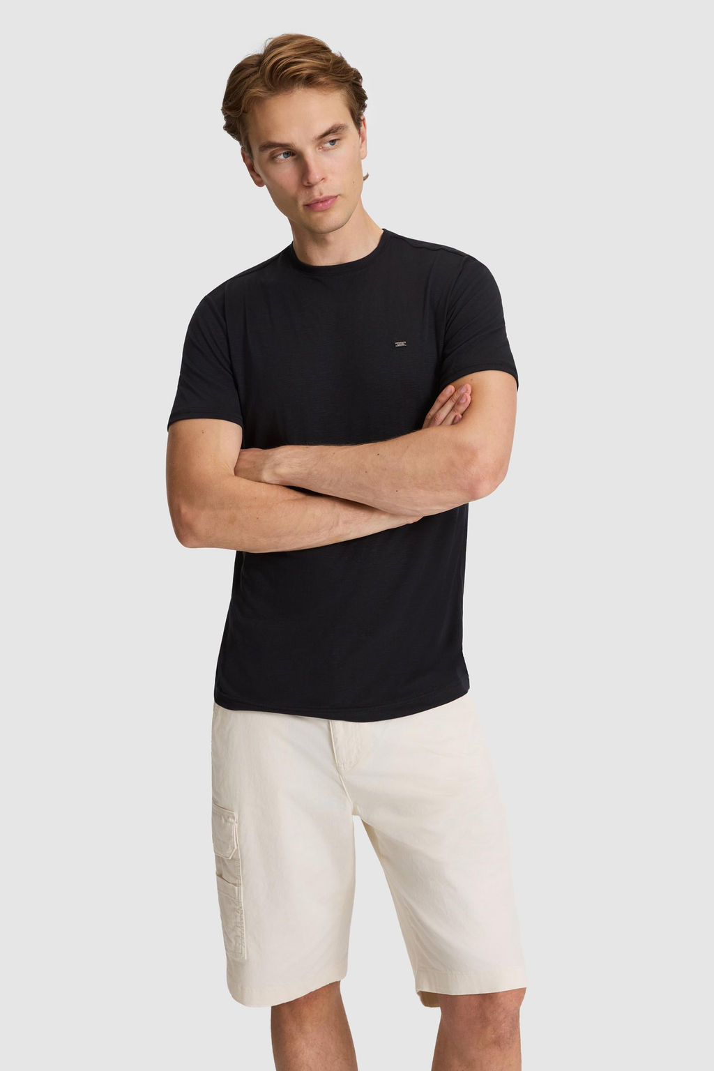 Erkek Siyah Regular Fit Bisiklet Yaka Basic Ti__rt
