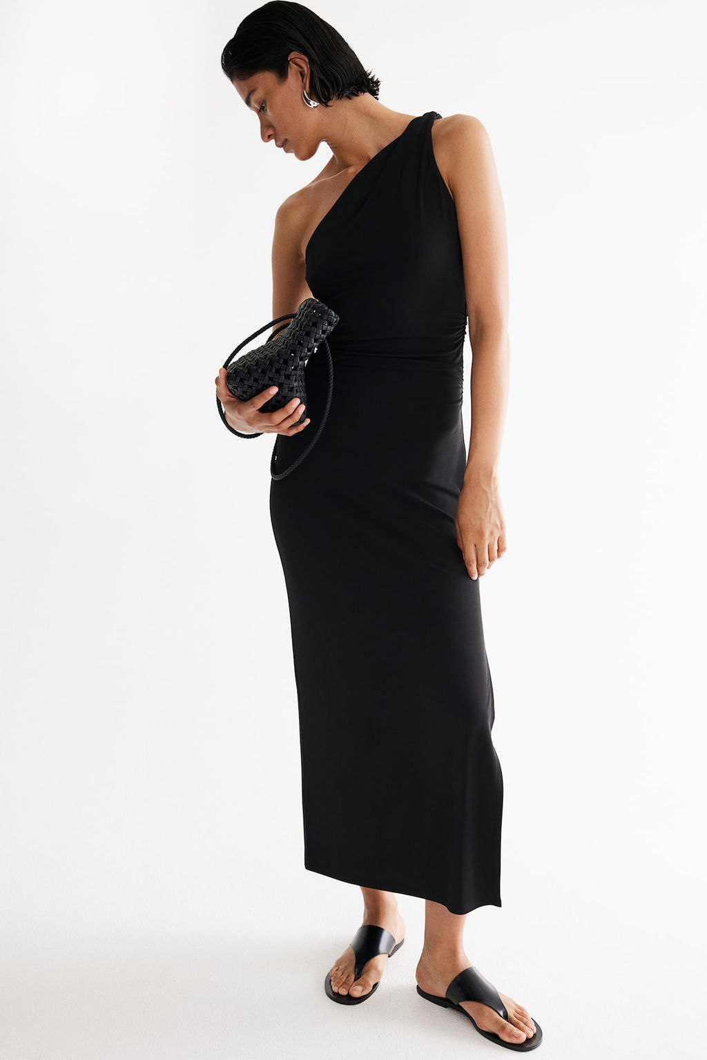 Vestido de un hombro en punto - H&m фото 3
