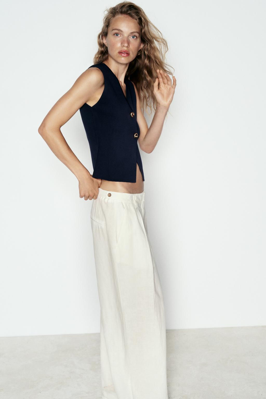 PLAIN KNIT TOP WITH GOLD BUTTON - Zara фото 11