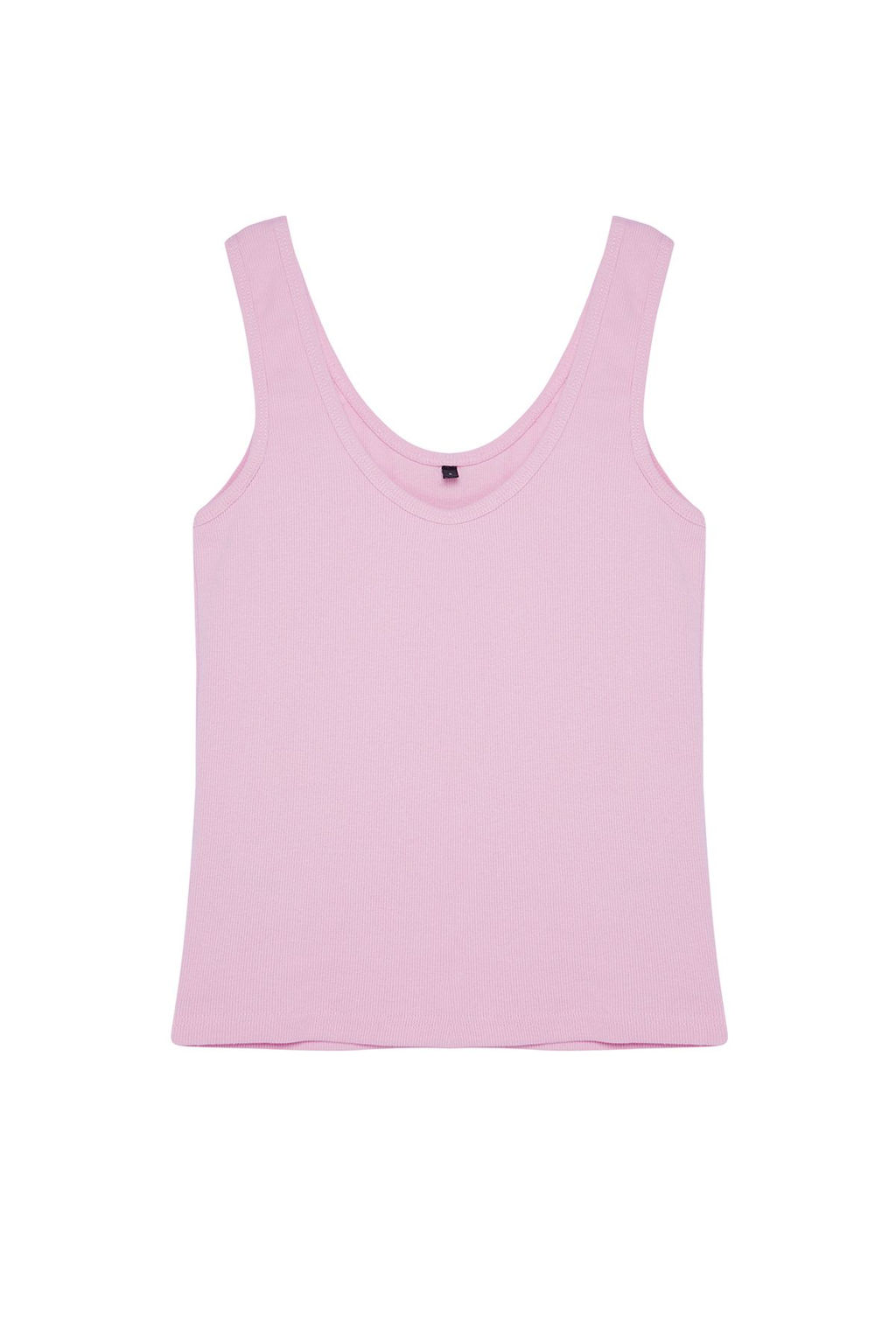 Ac?k Pembe Fitted/Vucuda Oturan Havuz Yaka Fitilli Esnek Orme Atlet TWOSS22AL0042