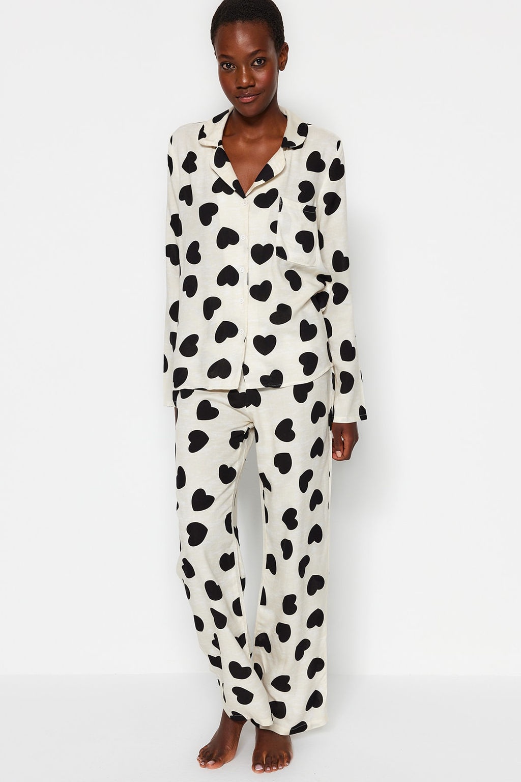 Trendyolmilla Ac?k Pembe Kurdele/Fiyonklu Viskon Dokuma Pijama Tak?m? THMAW21PT0936 фото 4