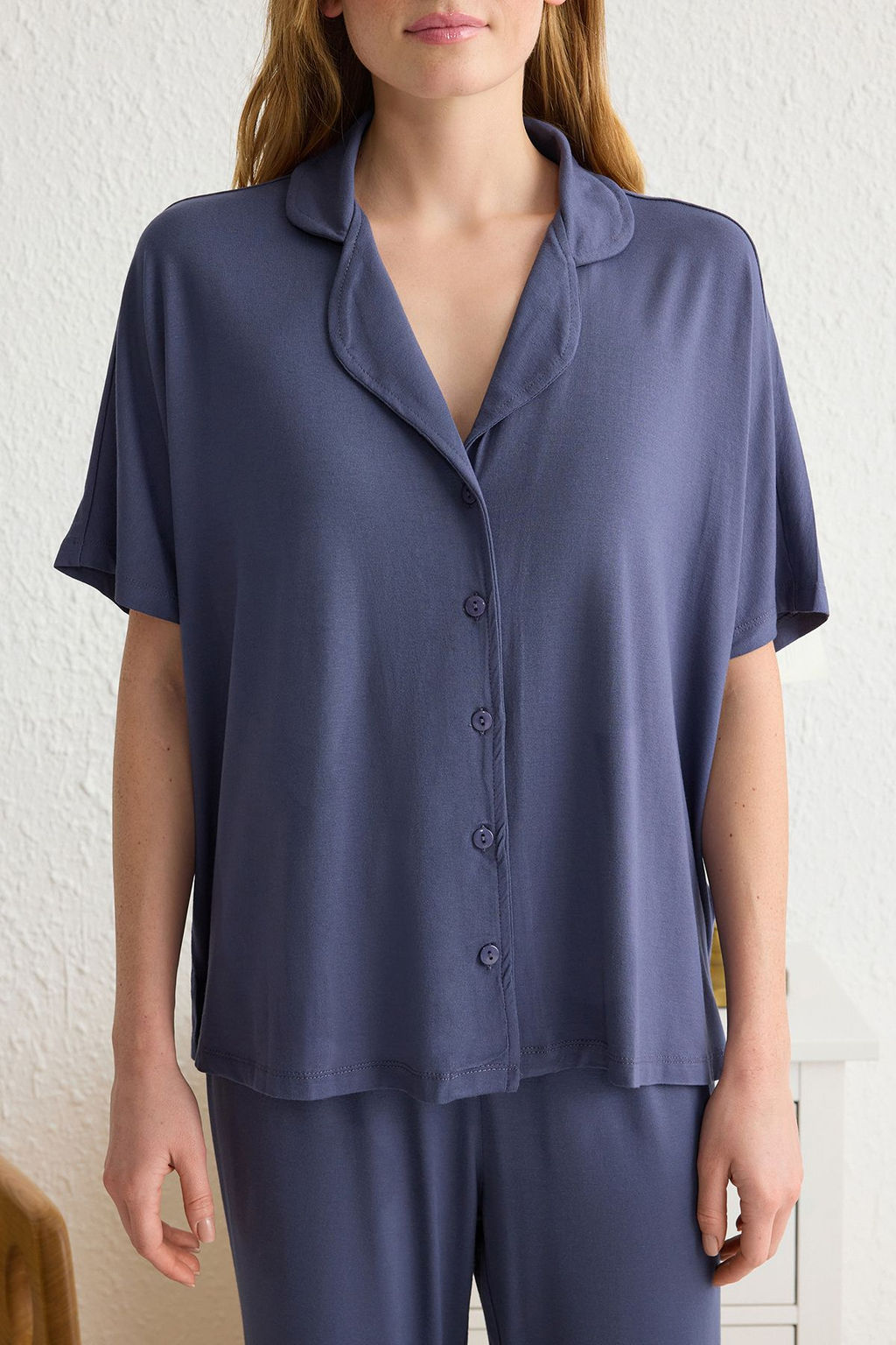 Trendyolmilla Antrasit Rahat Kal?p Viskon Hamile Orme Pijama Tak?m? THMSS25PT00165 фото 3