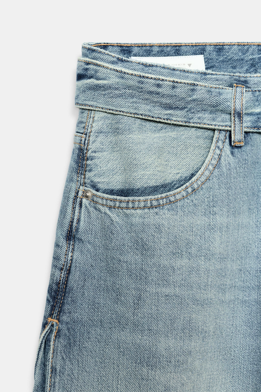JEANS TRF CINTUR?N PLIEGUES TIRO MEDIO / Azul claro - Zara фото 7