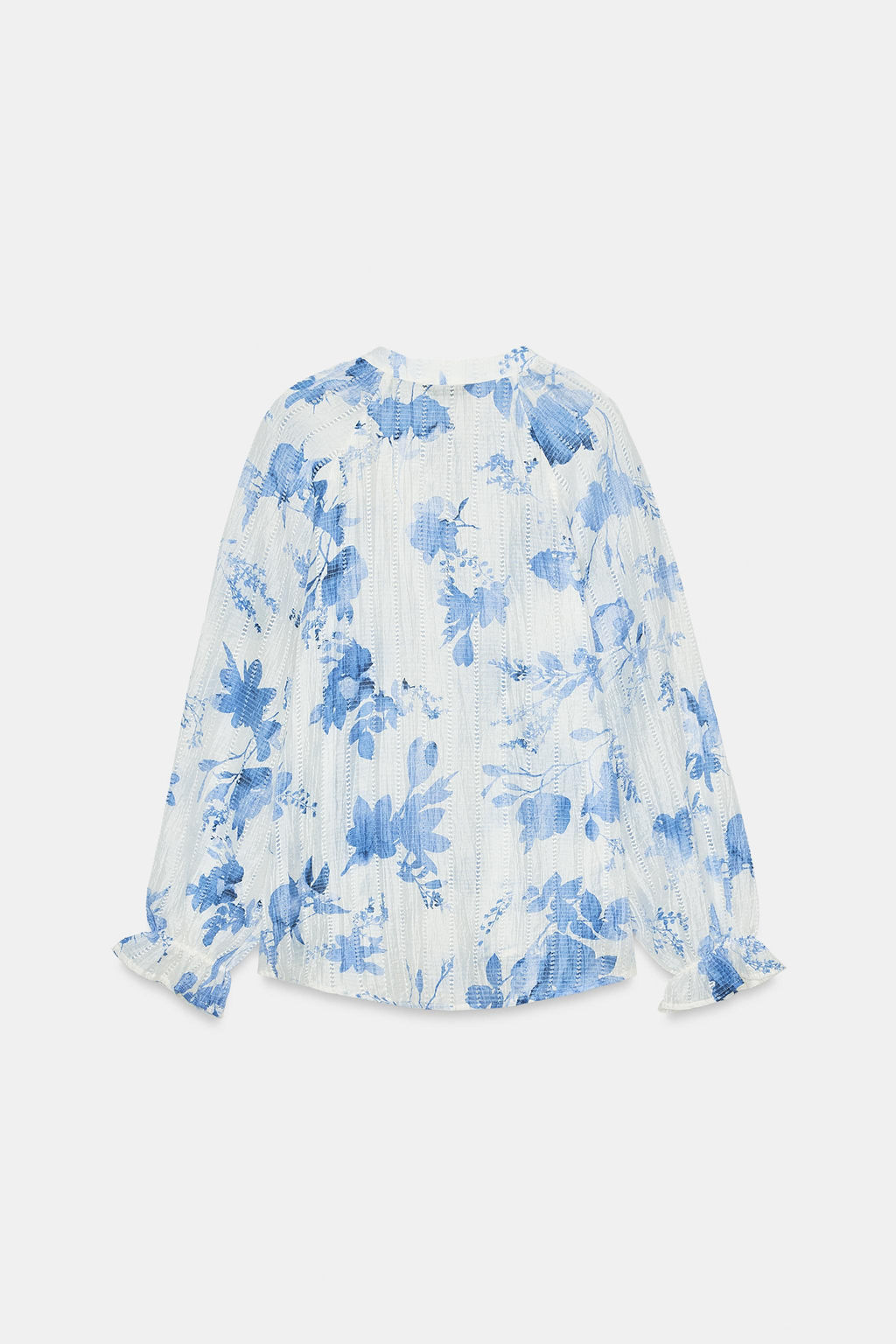 CAMISA ESTAMPADO FLORAL ABALORIOS / Azul / Blanco - Zara фото 7