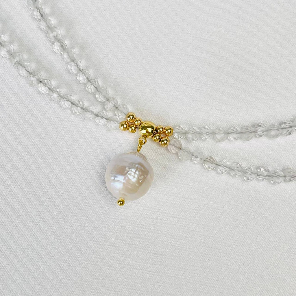 Колье из Горного Хрусталя и Жемчуга