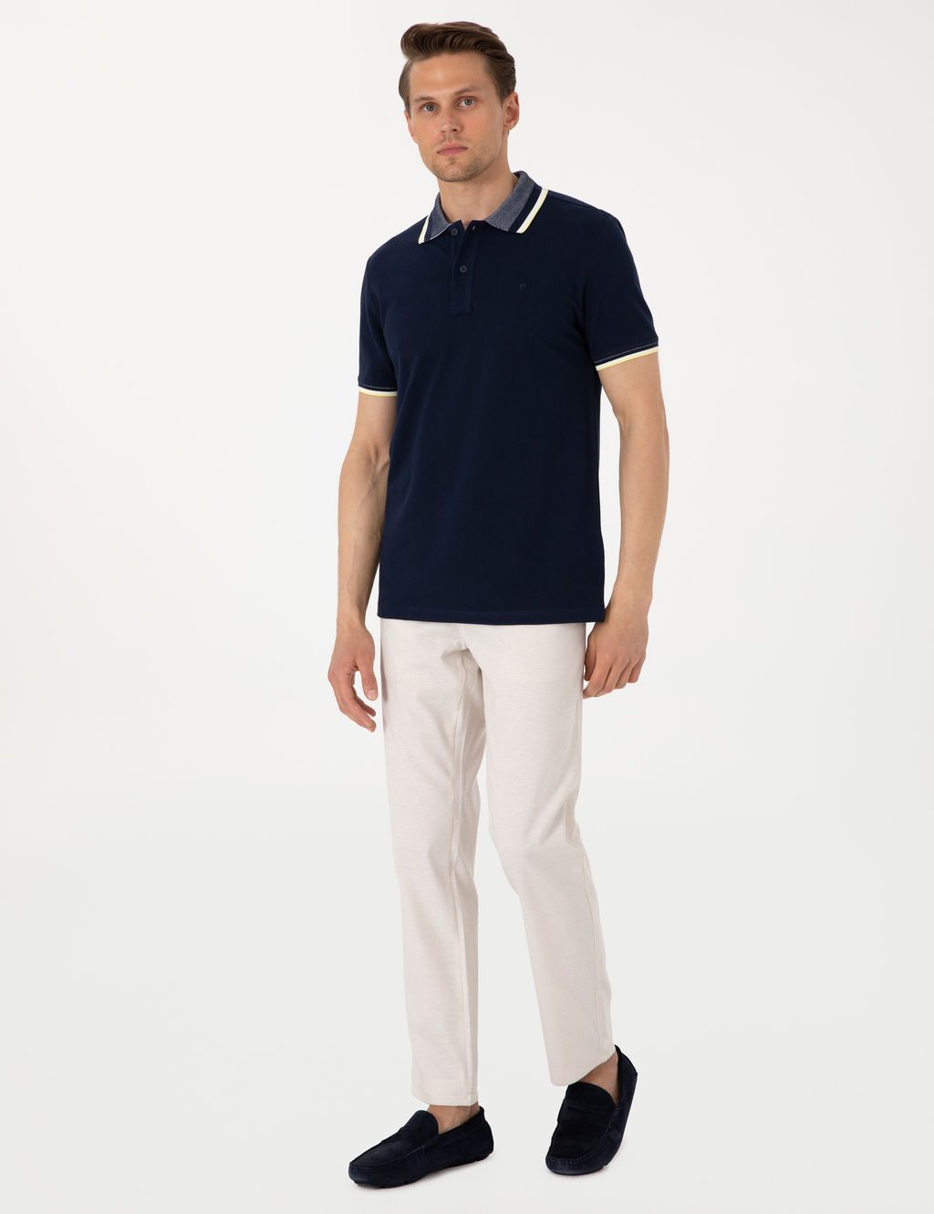 Lacivert Slim Fit Polo Yaka Ti__rt