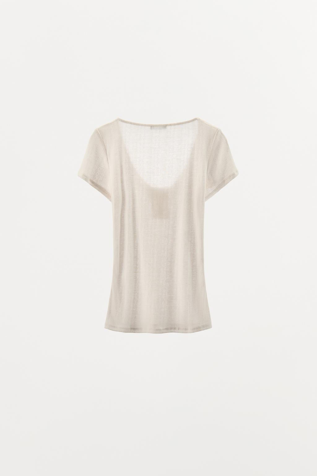 POINTELLE TOP WITH SATIN BOW - Zara фото 5