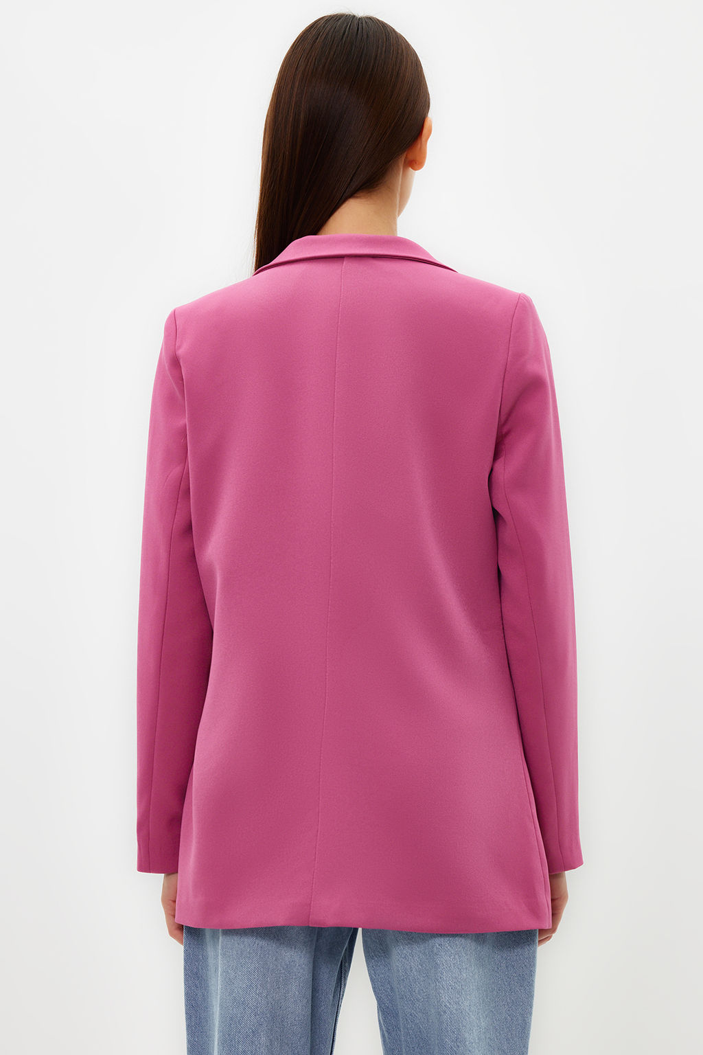Pembe Regular Astarl? Kruvaze Kapama Dokuma Blazer Ceket TWOAW21CE0264