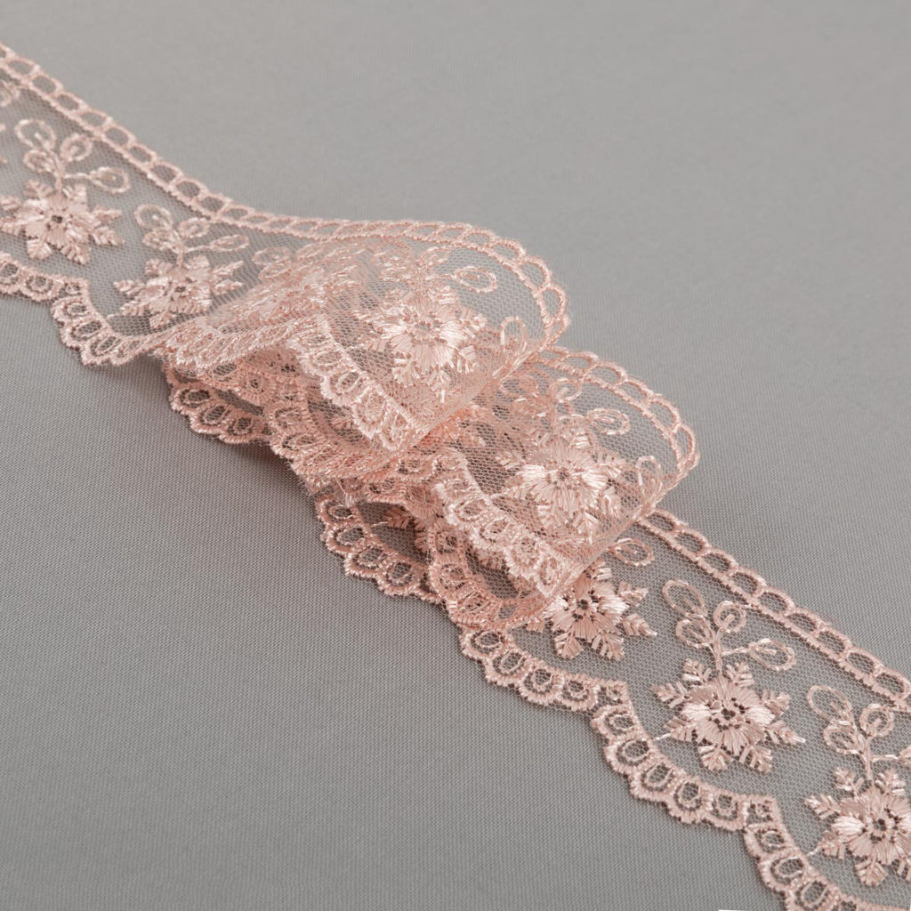 Кружево Gamma сетка 47 мм 5225 в пакете 9 м 0.2 Турция 2-й сорт пудровый