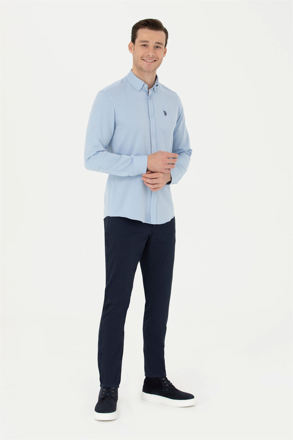 Мужская синяя рубашка с длинным рукавом - U.s. polo assn фото 11