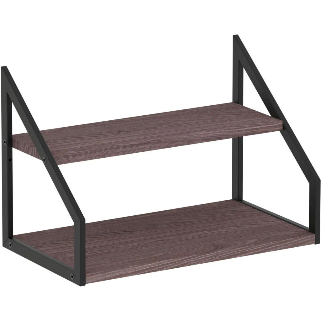 Полка TI_настен/настоль Комус Онега-8 250х450 мет чер/ЛДСП ясень анкор тем