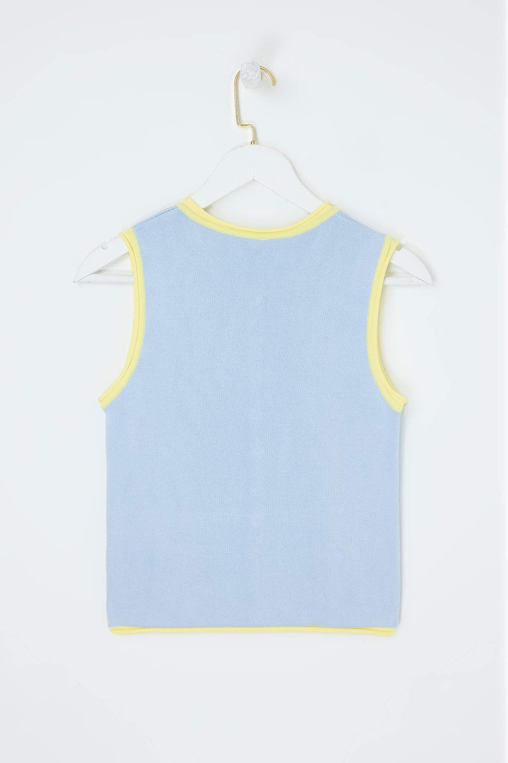 Ac?k Mavi Fitted Bisiklet Yaka Renk Bloklu Yelek TWOSS26YE00024 - Trendyolmilla фото 6