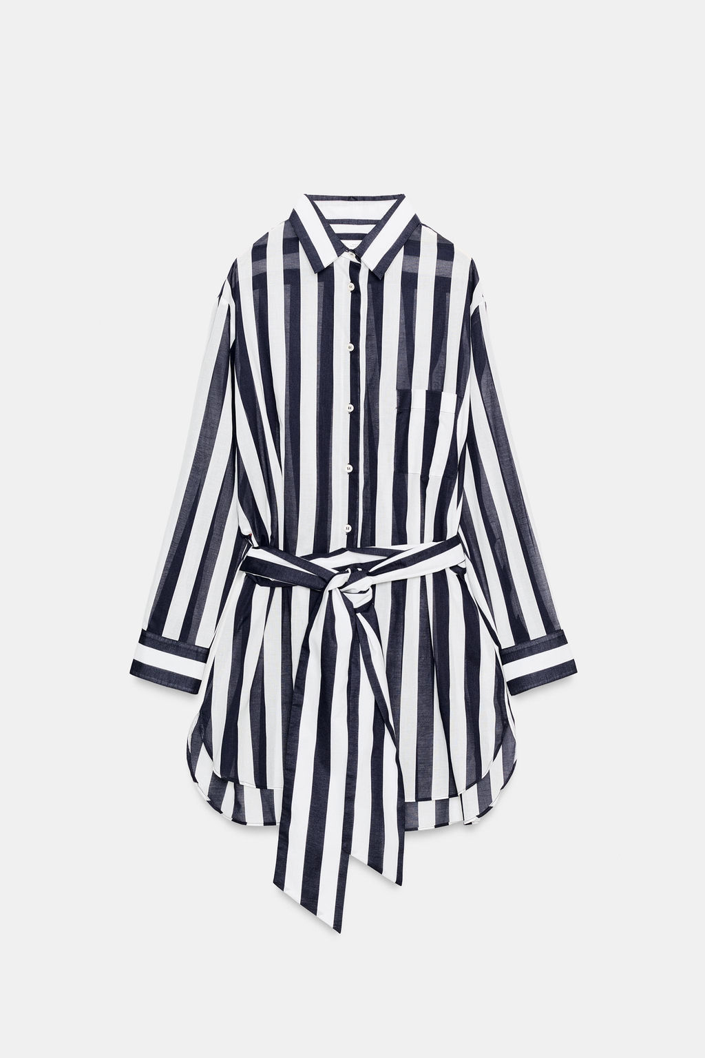 CAMISA RAYAS ZW COLLECTION / Blanco / Marino - Zara фото 2
