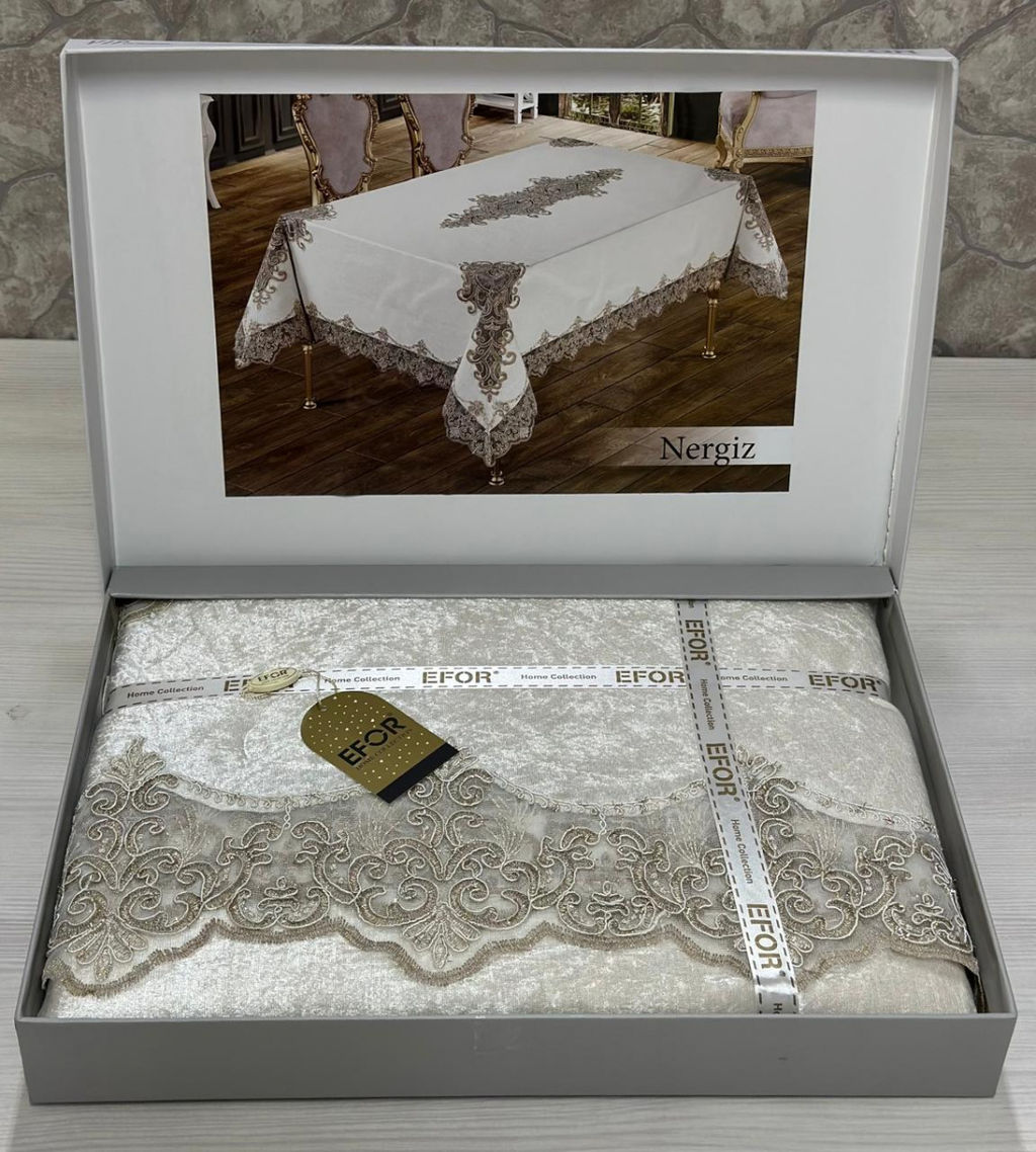 Скатерть EFOR NERGIS 160*220 прямоугольная крем KREM