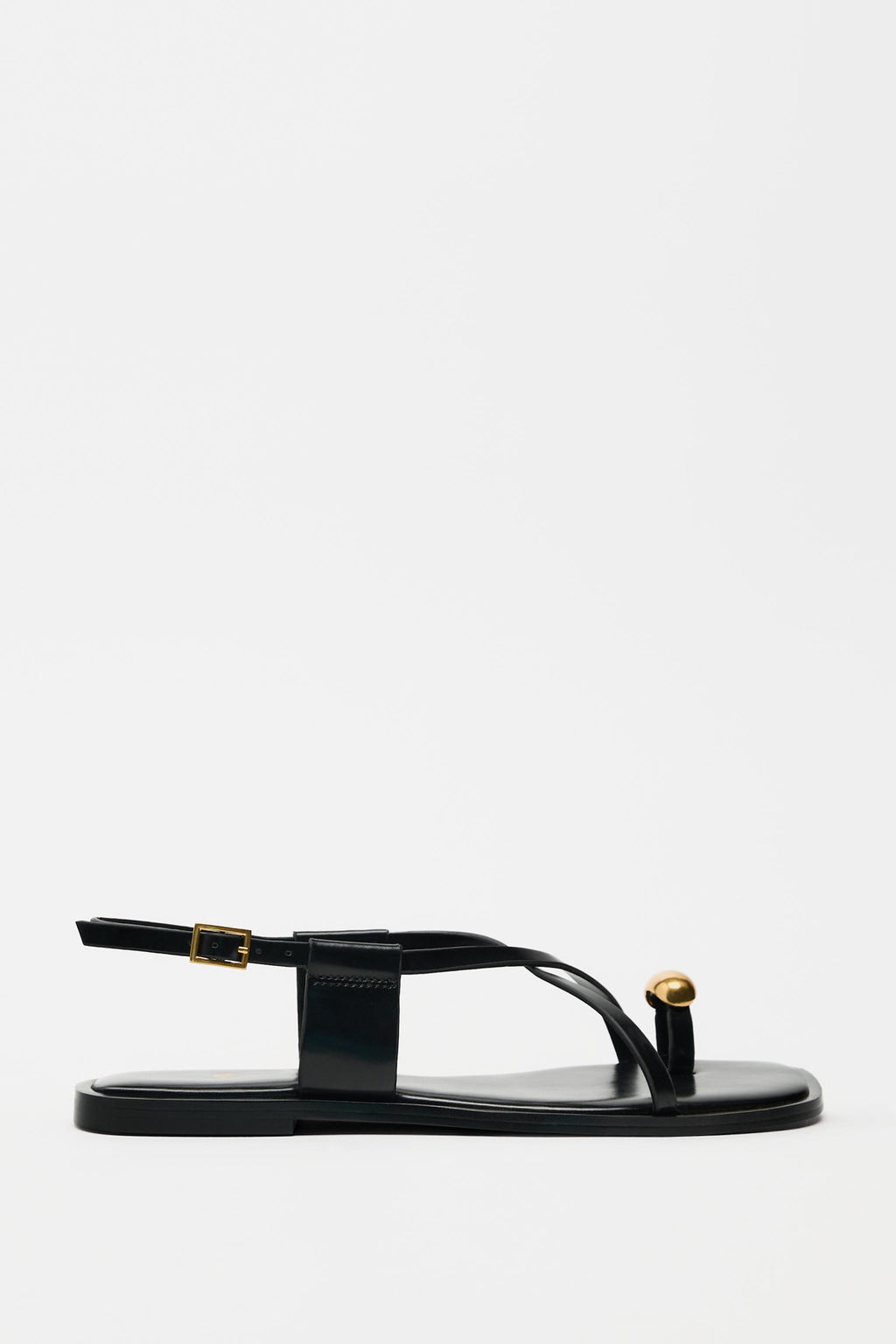 STRAPPY FLAT SLIDER SANDALS WITH METAL EMBELLISHMENT - Zara фото 9