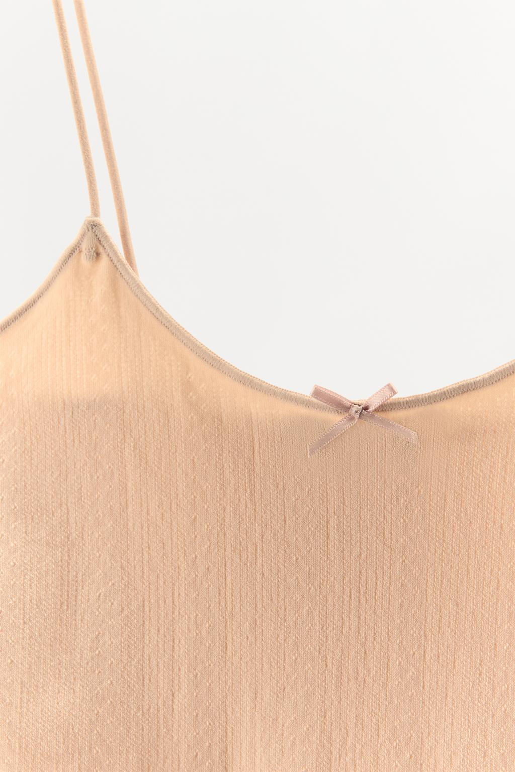POINTELLE STRAPPY TOP WITH SATIN BOW - Zara фото 6