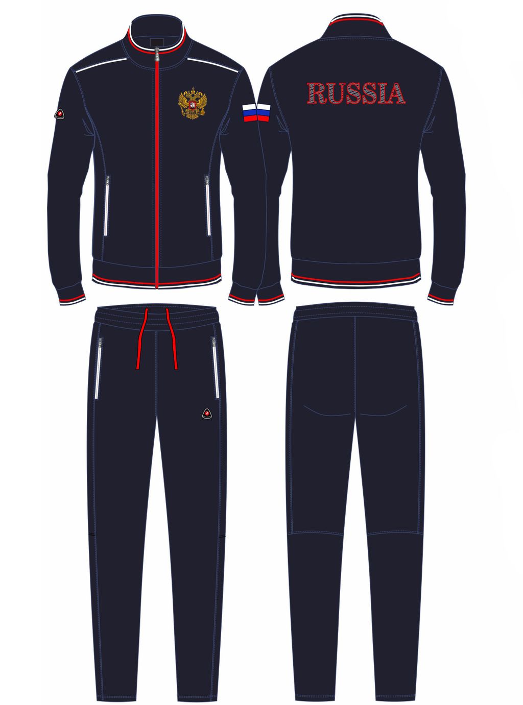 Спортивный костюм мужской RUSSIA 15M-RR-1374 RED-N-ROCKS