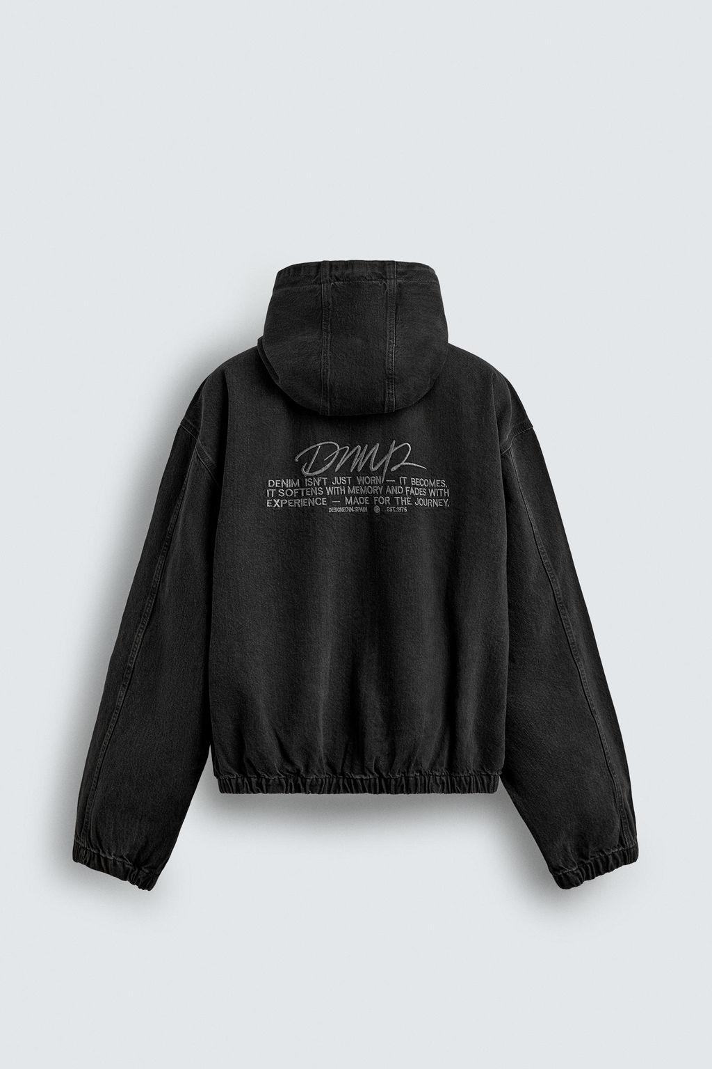CAZADORA DENIM BORDADO CAPUCHA / Carb?n - Zara фото 8