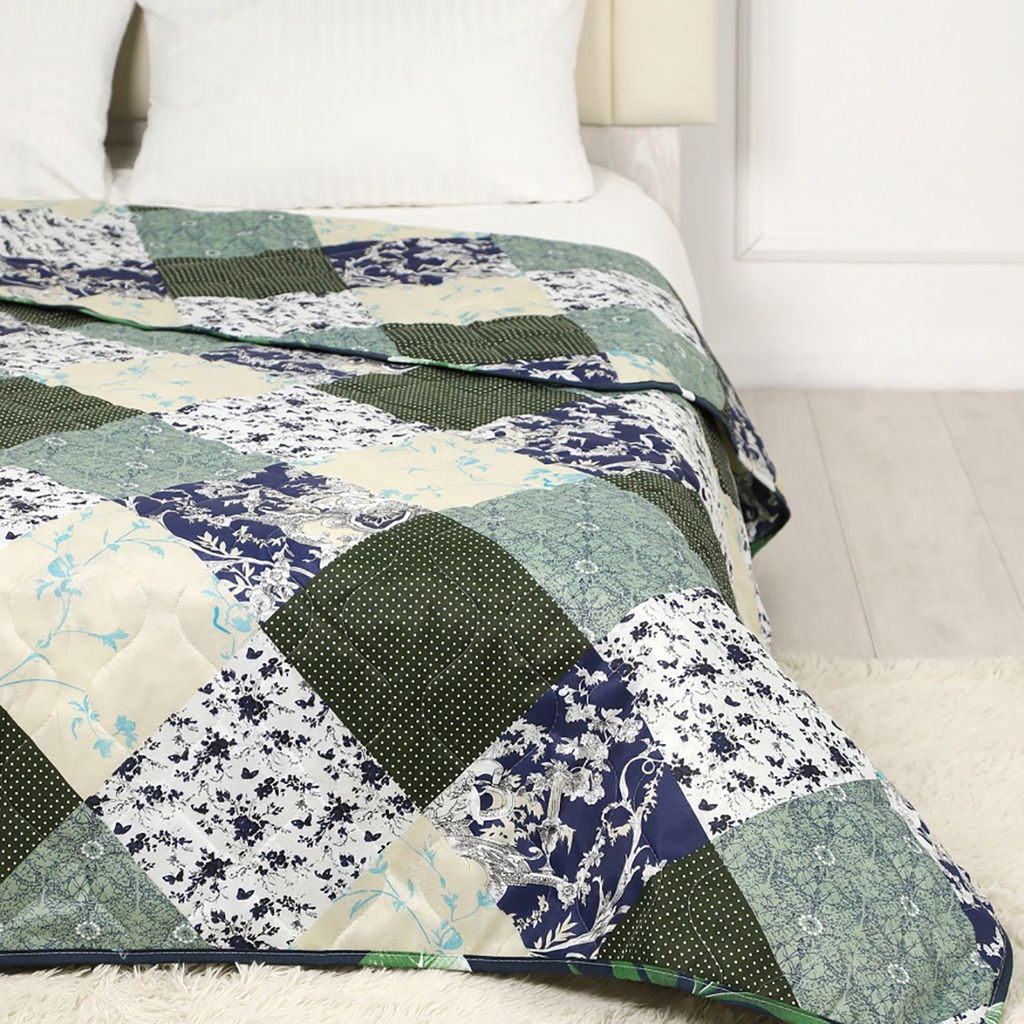 АРТ 040/1 Покрывало (микрофайбер) 180*210 "Сине-зеленый пэчворк"