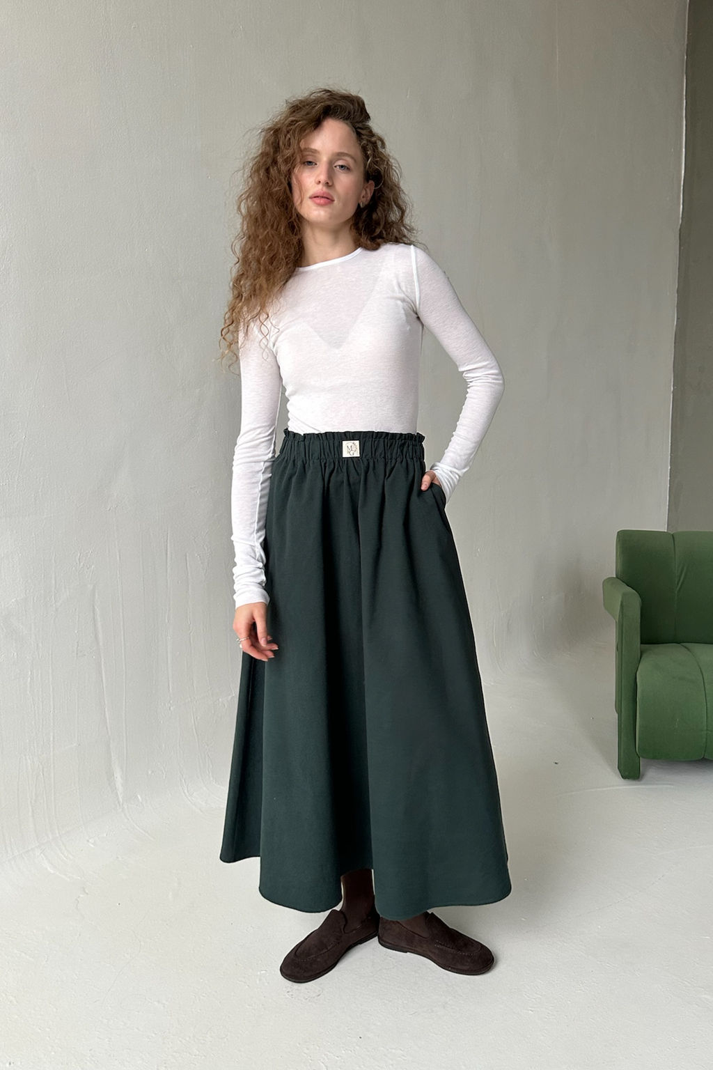 Юбка женская NATURE087/03/Темно-зеленый