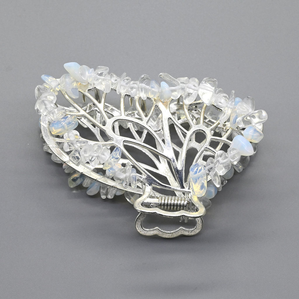 Заколка краб для волос бабочка с лунным камнем 8*3,5*5см