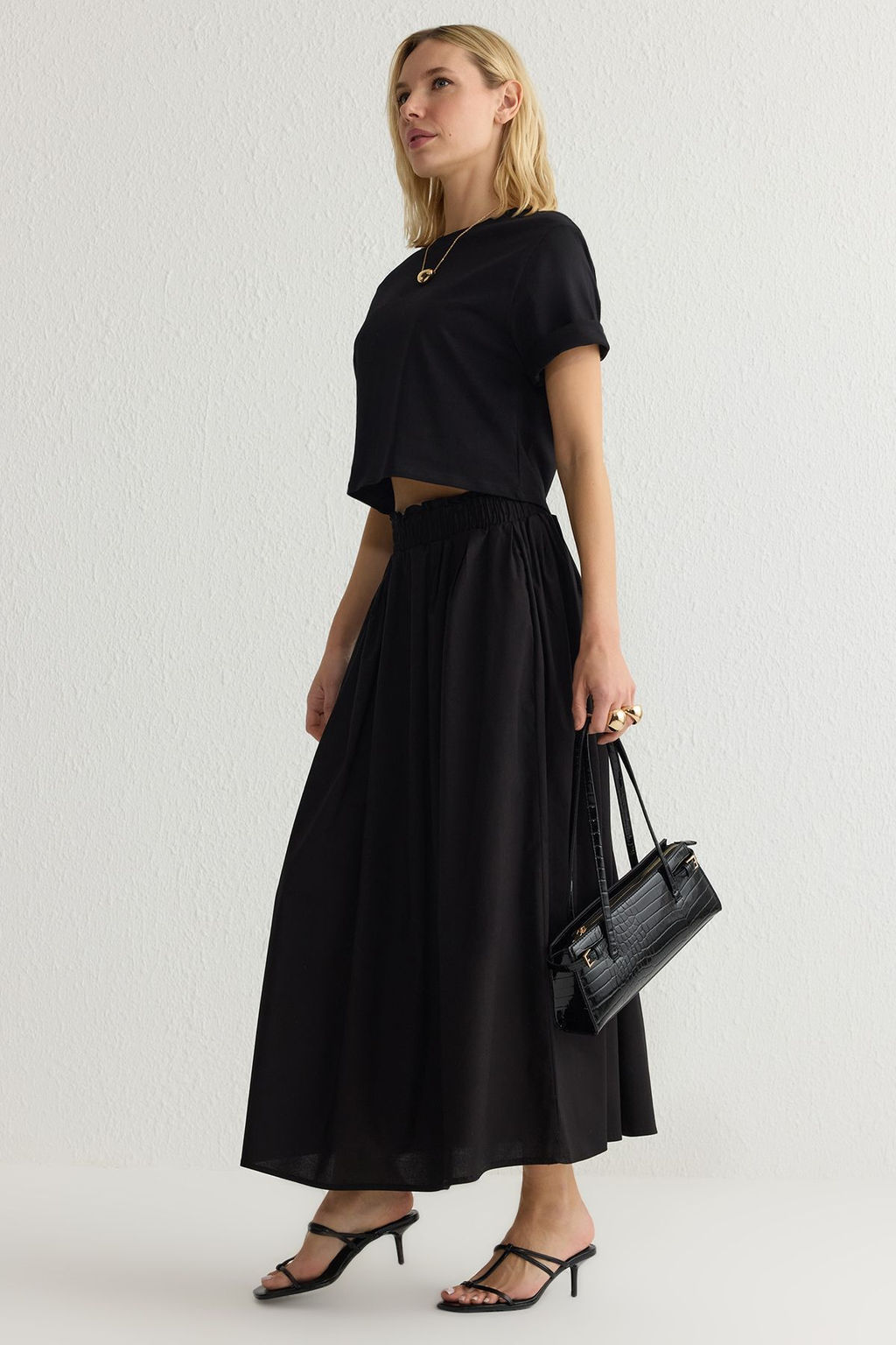 TRENDYOLMILLA Beyaz Klos Maxi Beli Lastikli Dokuma Etek TWOSS25ET00017 фото 18