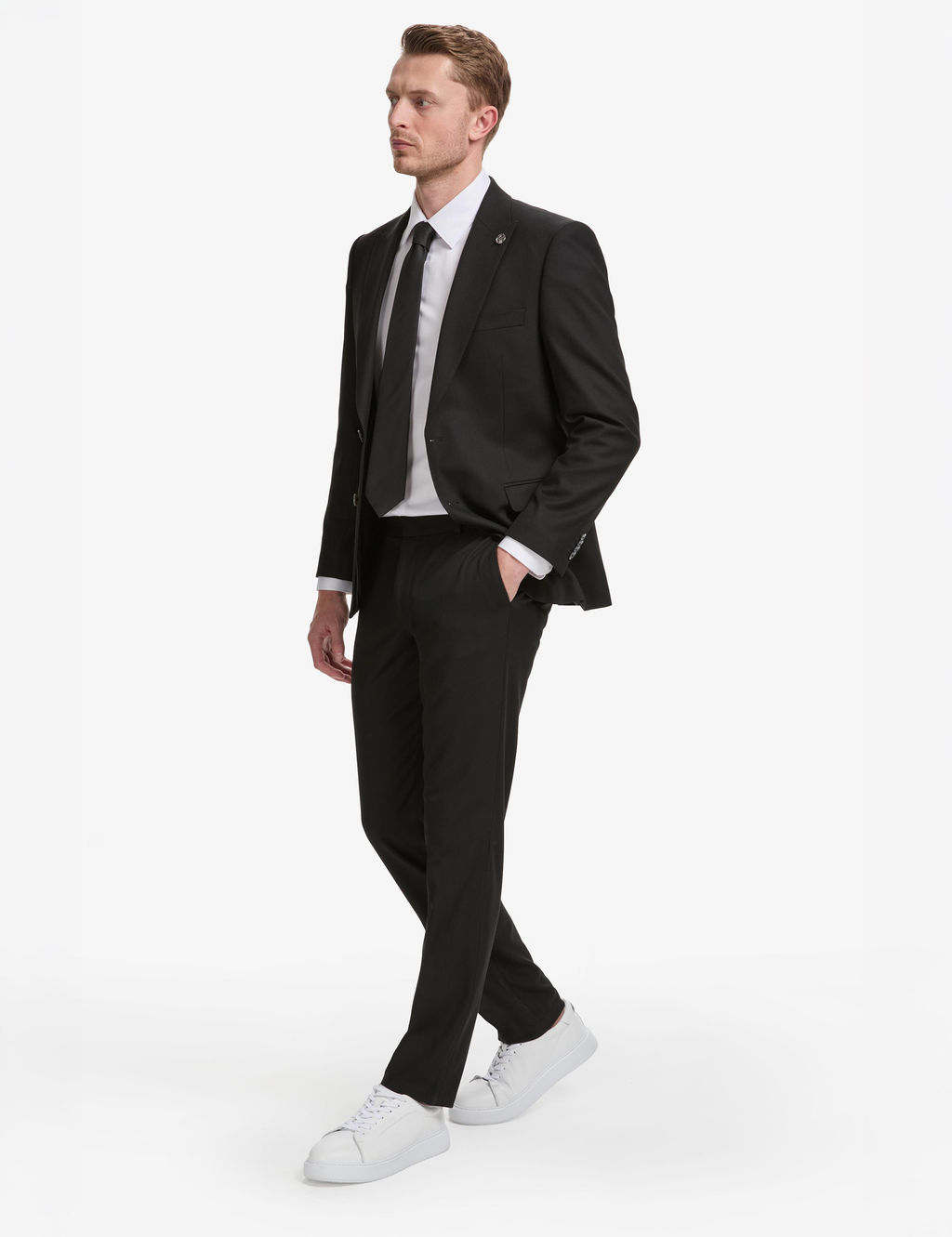 Siyah Slim Fit Tak_m Elbise