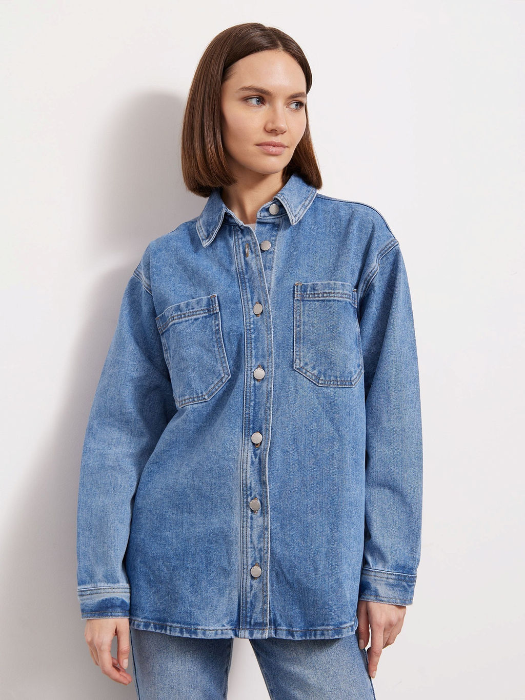 Рубашка из денима с карманами B2681/carnia - Emka фото 5