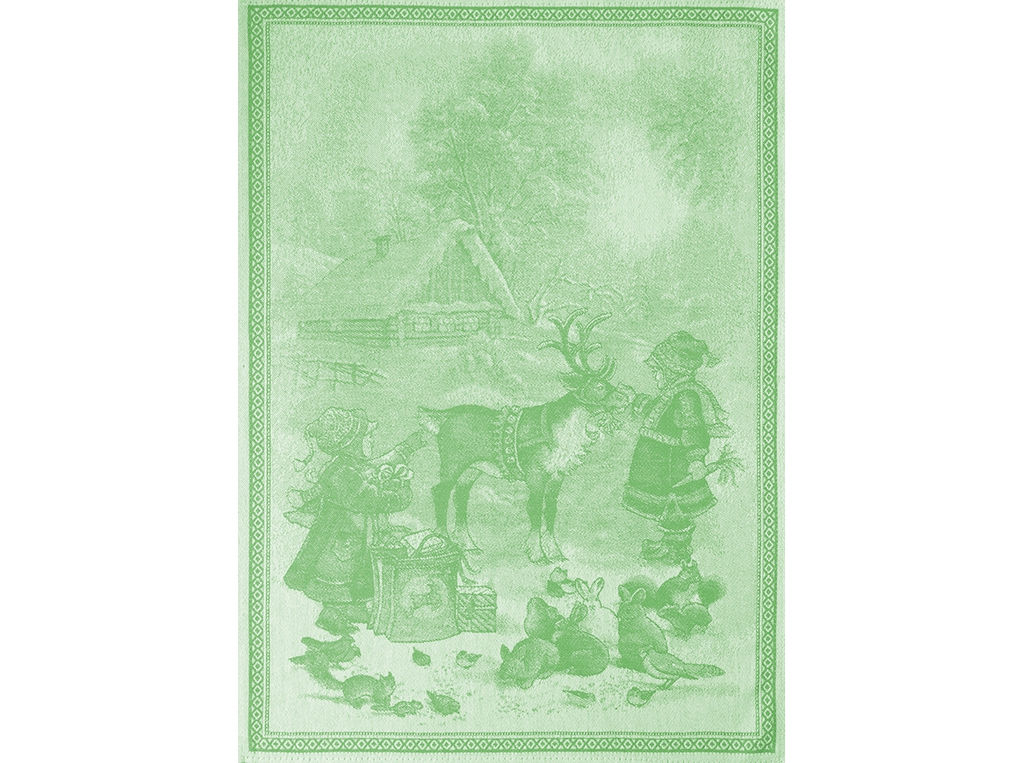 07с-39ЯК 50*70 Полотенце "Девочка и олень" цв. салат