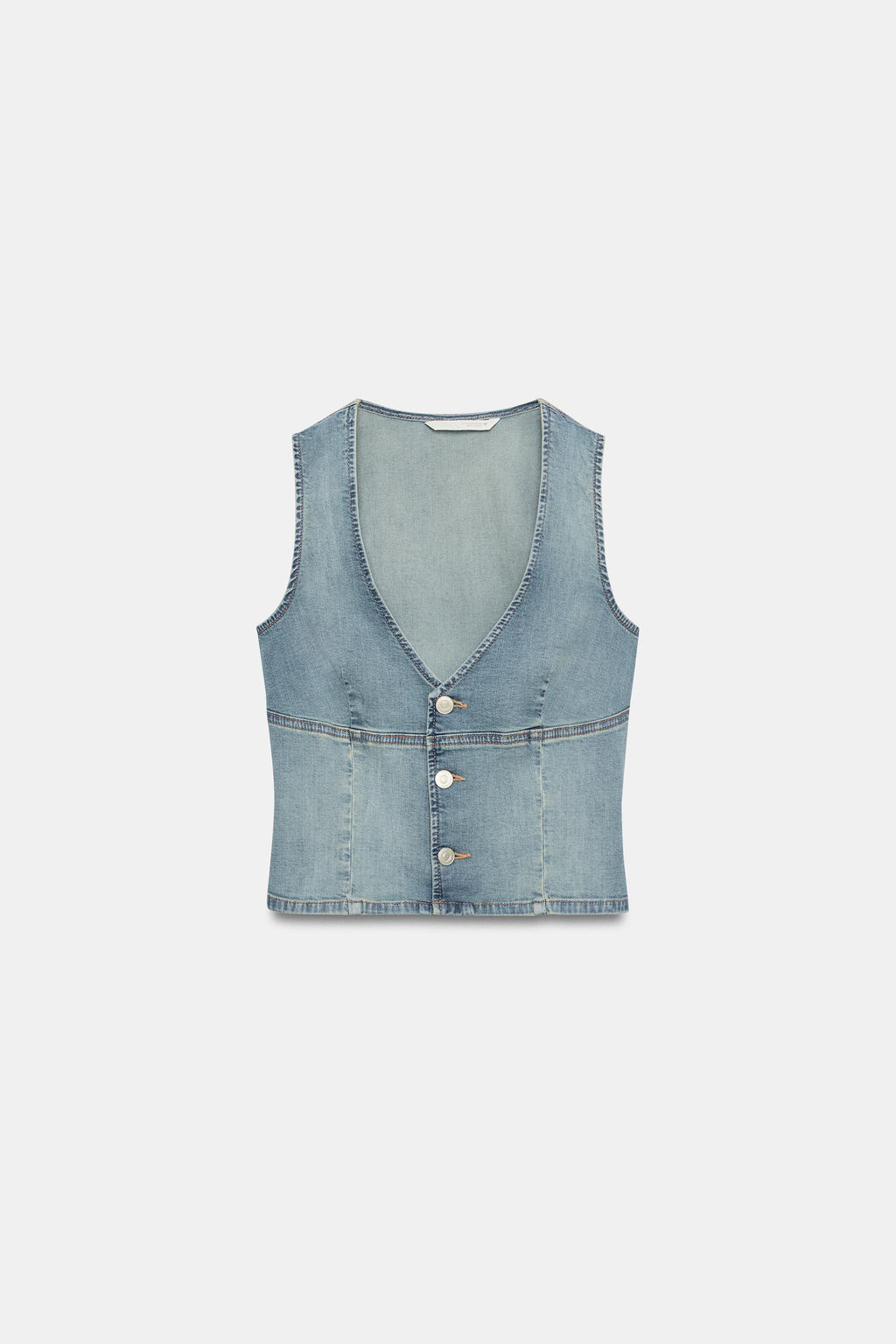 TOP CHALECO DENIM TRF / Azul