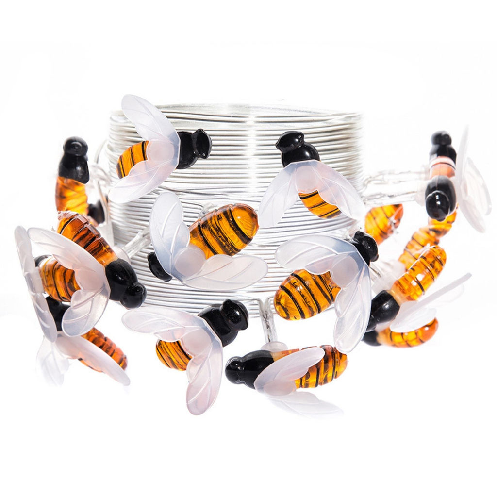 USL-S-127/PT4000 BEES Садовая гирлянда на солнечной батарее Пчелки. 20 светодиодов. Теплый белый свет. 1*АА Ni-Mh аккумулятор в/к. IP44. TM Uniel. - Volpe фото 2
