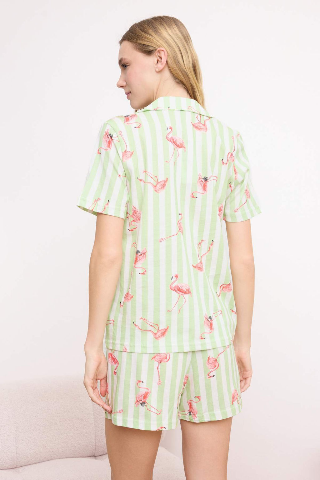 Yesil %100 Pamuk Flamingolu Orme Pijama Tak?m? THMSS26PT00109 - Trendyolmilla фото 4