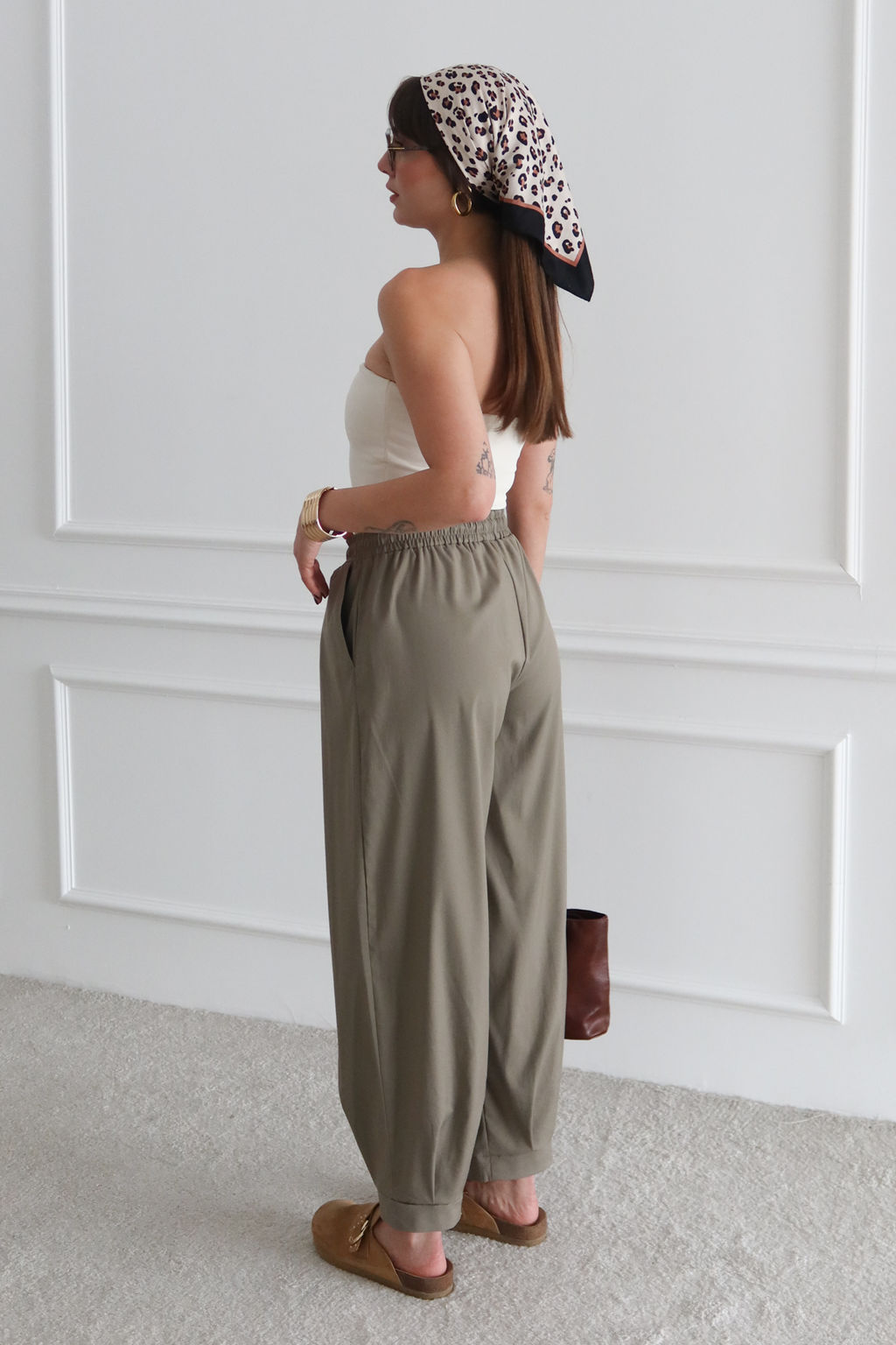 Koyu Kahverengi Salvar Kal?p Beli Lastikli Dokuma Pantolon TWOAW26PL00156 - Trendyolmilla фото 11