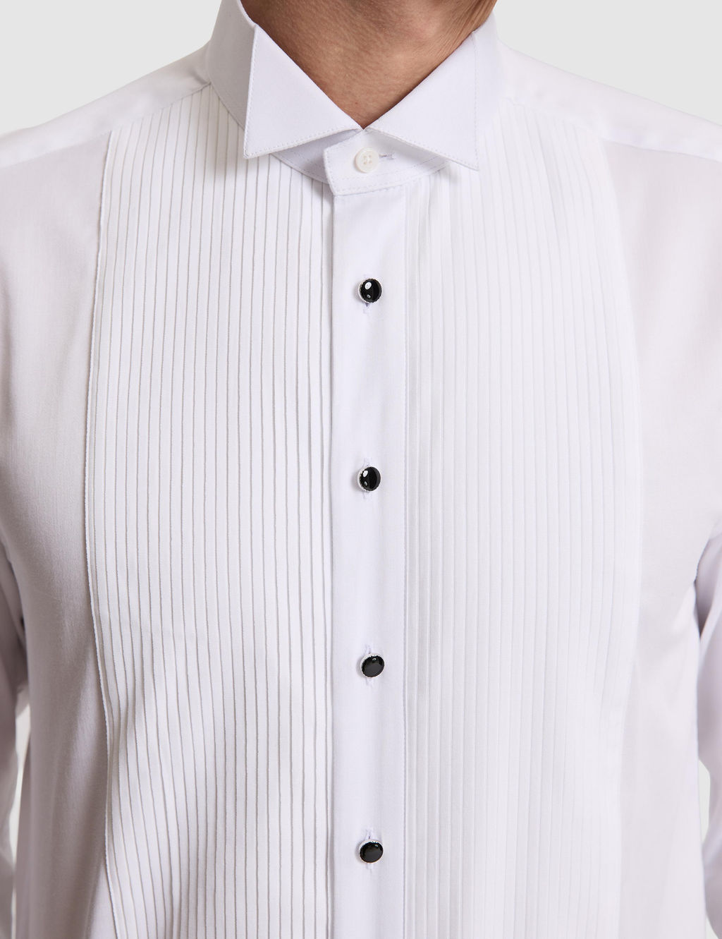 Beyaz Slim Fit _n_ Pliseli Duble Man_et Pamuk Kar___ml_ Smokin G_mlek