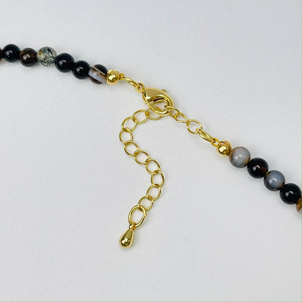 Колье из Агата со вставкой "клевер" 43 см +