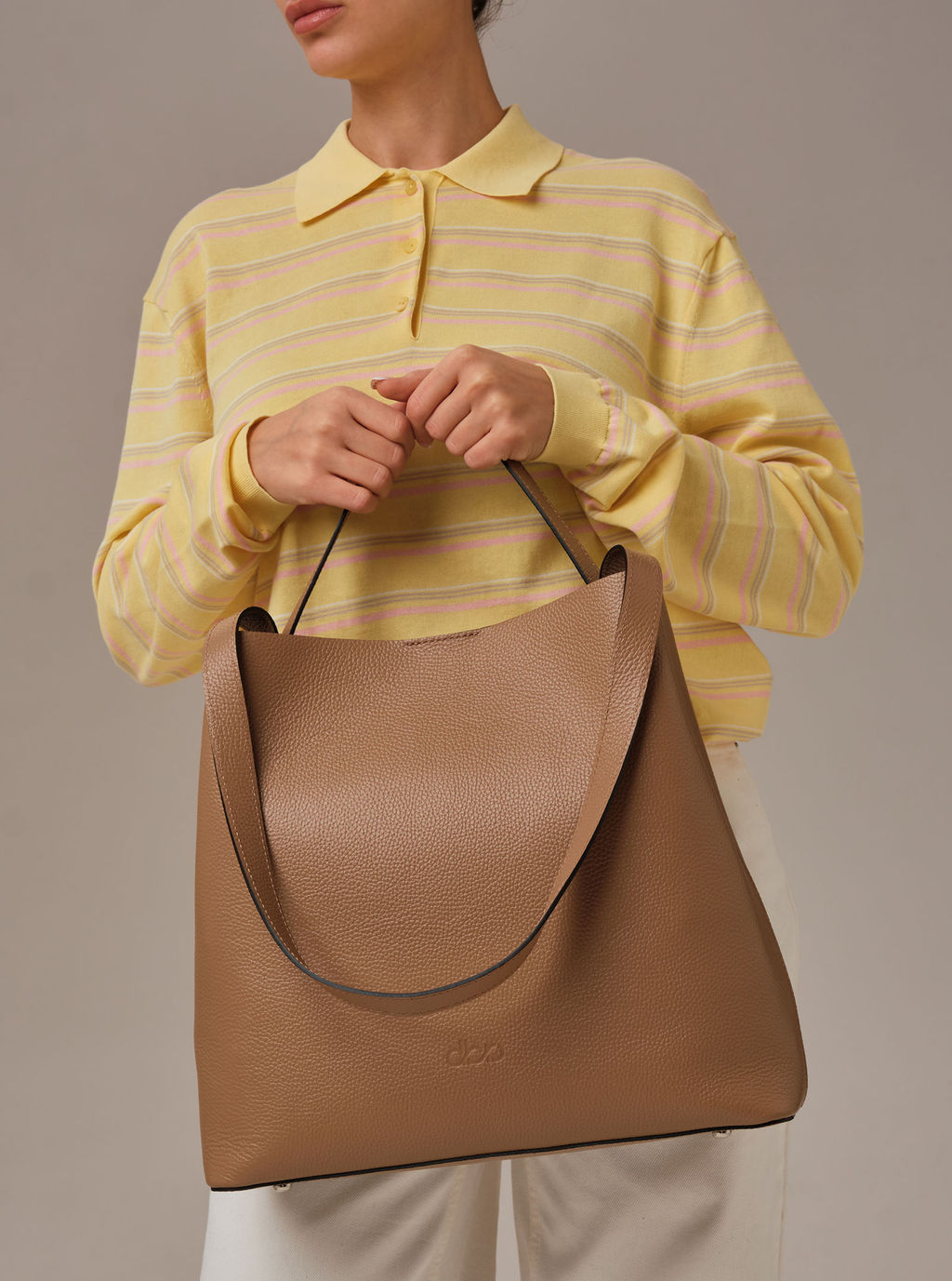 Кожаная сумка шоппер Olga DBR 30948 коричневый капучино