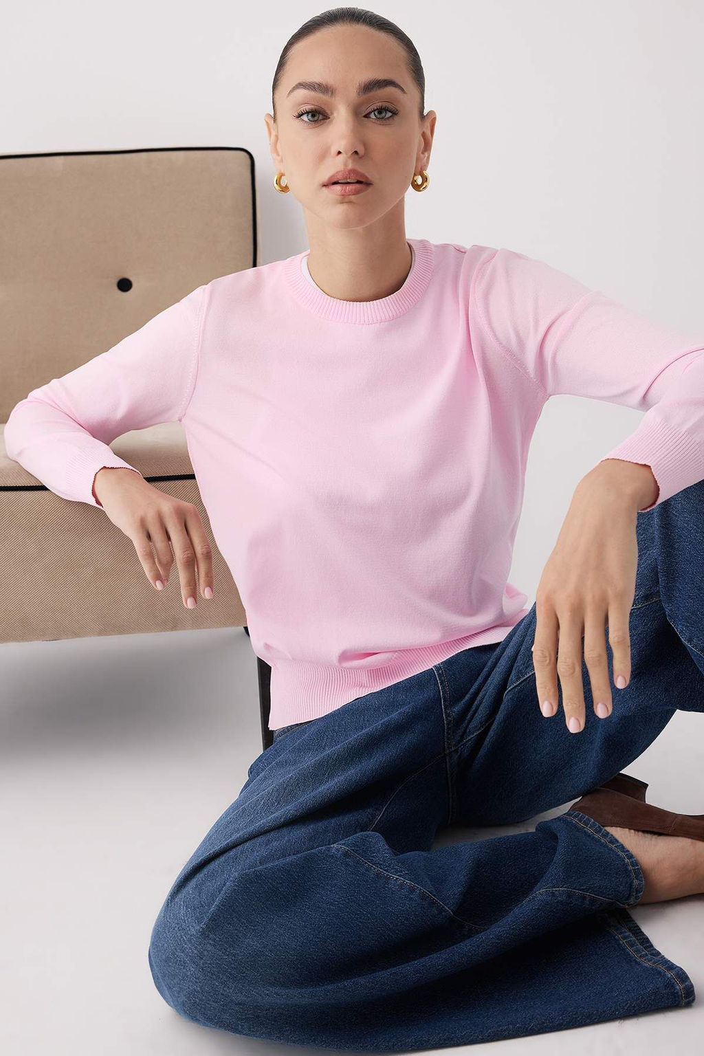 Wardrobe Essentials Pembe Merserize Gorunumlu Ince Basic Triko Kazak | TWOAW26KZ00081