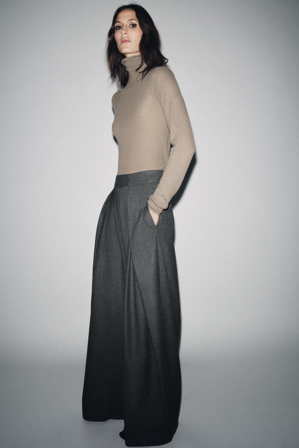 WIDE-LEG PINSTRIPE TROUSERS WITH DARTS ZW COLLECTION - Zara фото 4